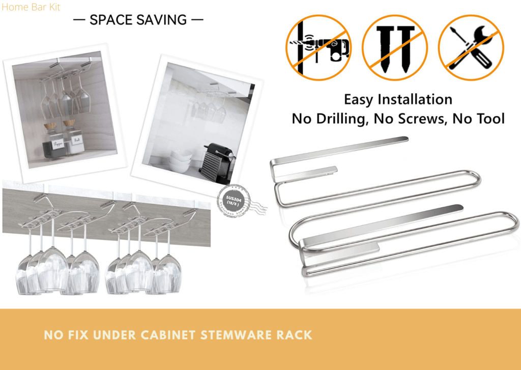 No Fix Under Cabinet Stemware Rack